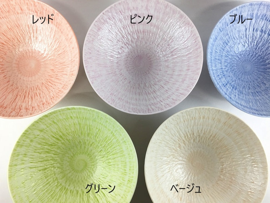 さざなみ　ボウル　(レッド/ピンク/グリーン/ブルー/ベージュ)　15.5cm　波佐見焼 (j.R)