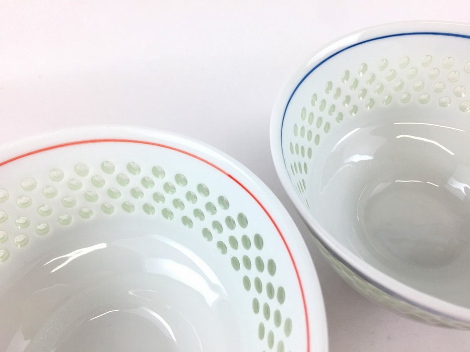 Y'sボウル　水晶青海波　(青/赤)　11.5cm　波佐見焼　(j.R)