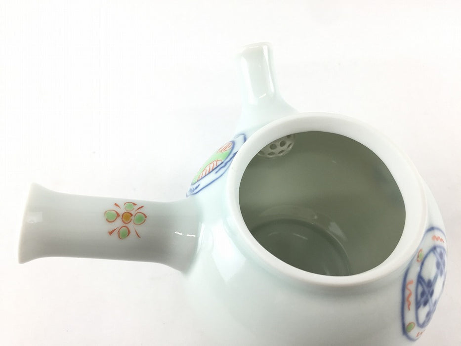 染錦祥瑞丸紋　3合急須　400cc　有田焼　(j.R)