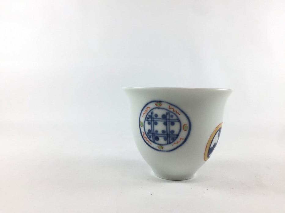 染錦祥瑞丸紋　140cc仙茶碗　8cm　有田焼　(j.R)