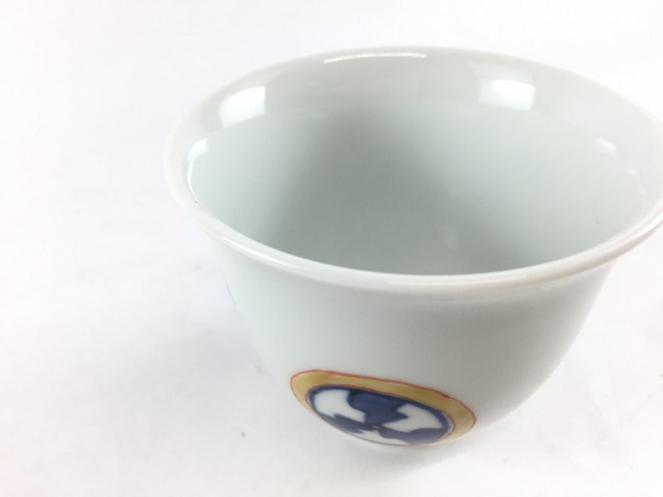 染錦祥瑞丸紋　140cc仙茶碗　8cm　有田焼　(j.R)