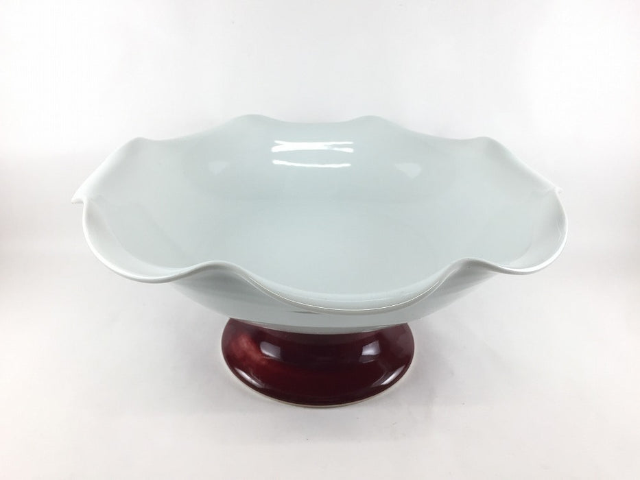 【SALE】白磁高台辰砂盛鉢　30cm　有田焼