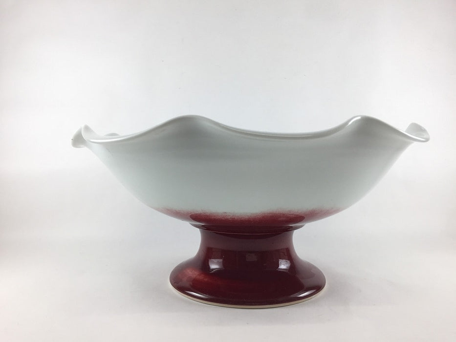 【SALE】白磁高台辰砂盛鉢　30cm　有田焼