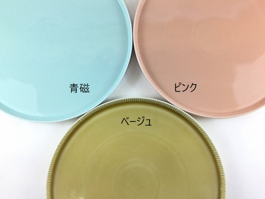 245e-plate　(青磁/ピンク/ベージュ)　波佐見焼　(j.R)