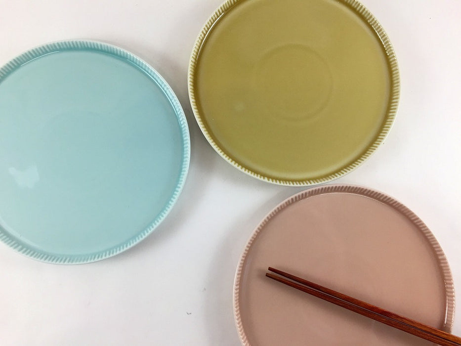 145e-plate　(青磁/ピンク/ベージュ)　波佐見焼(j.R)