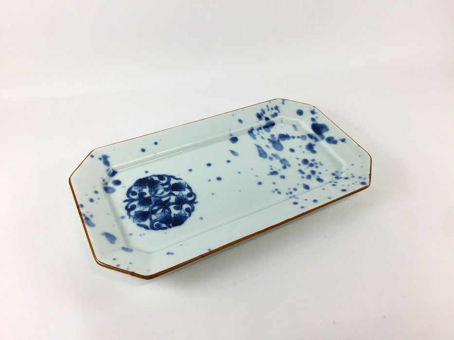 隅切長角皿　丸紋唐草　21.5cm　有田焼(j.R)