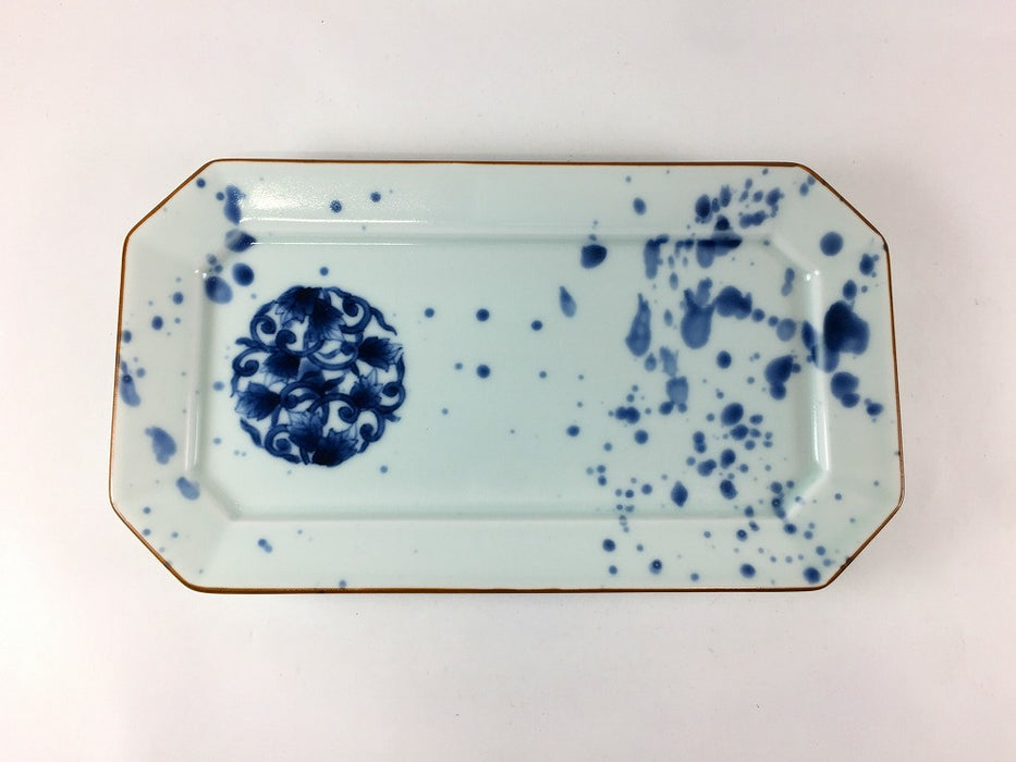 隅切長角皿　丸紋唐草　21.5cm　有田焼(j.R)