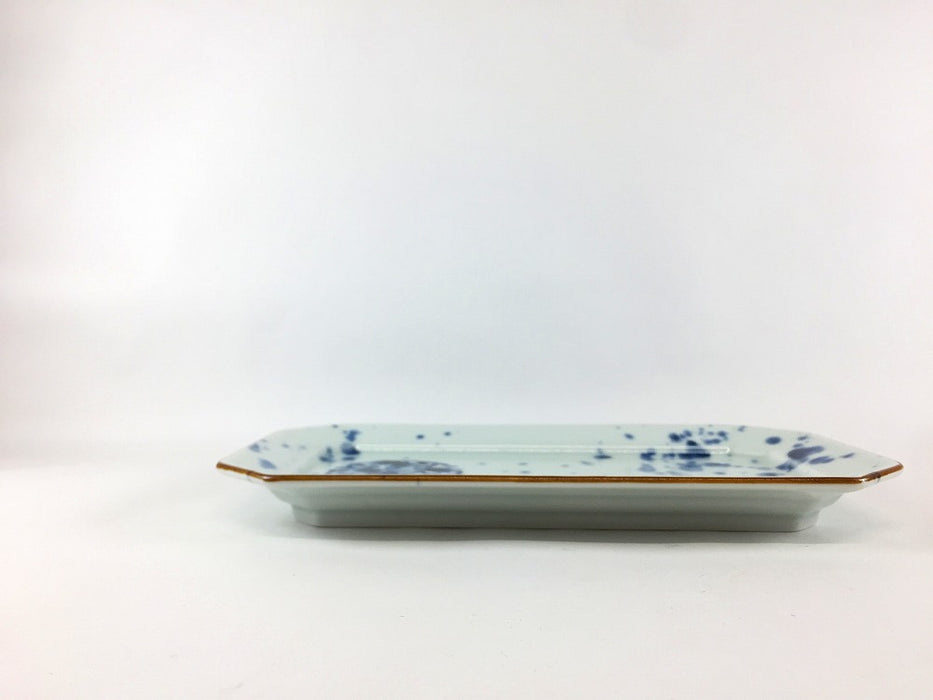 隅切長角皿　丸紋唐草　21.5cm　有田焼(j.R)