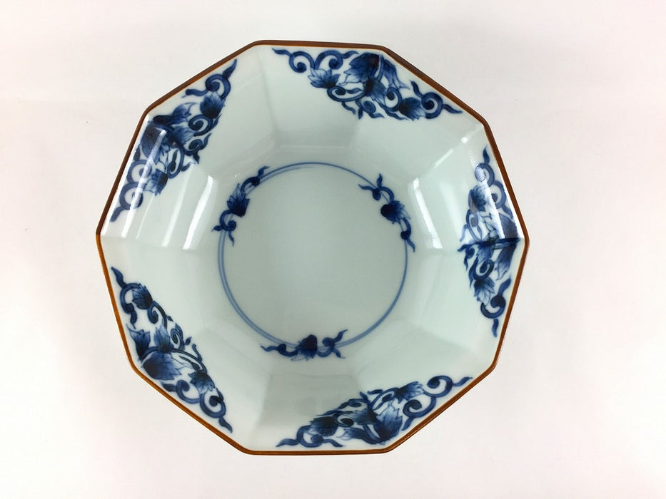 十角鉢(中)　古染唐草　18cm　有田焼(j.R)