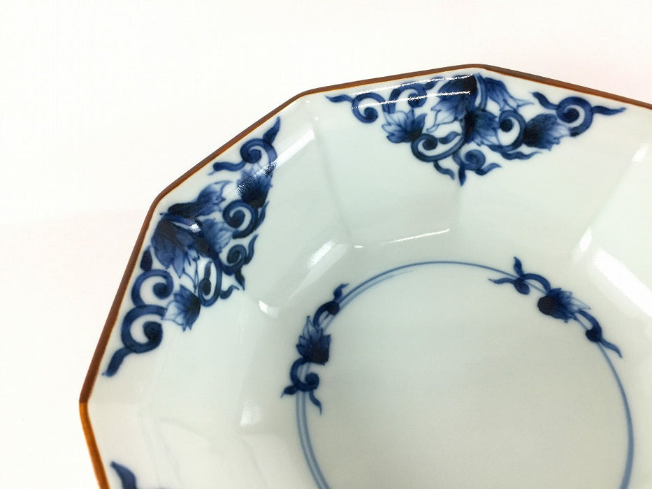 十角鉢(中)　古染唐草　18cm　有田焼(j.R)