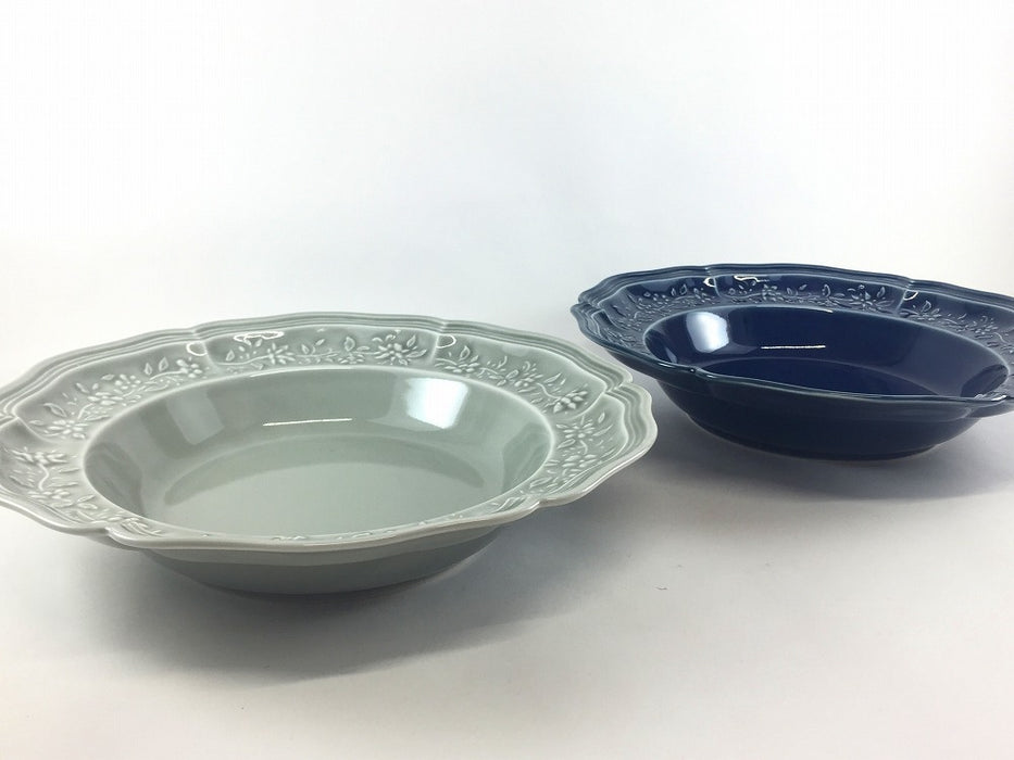 ombre de fleur　ブーケボウルL　(ロイヤルグレー/アズール)　23.5cm　波佐見焼 (j.R)