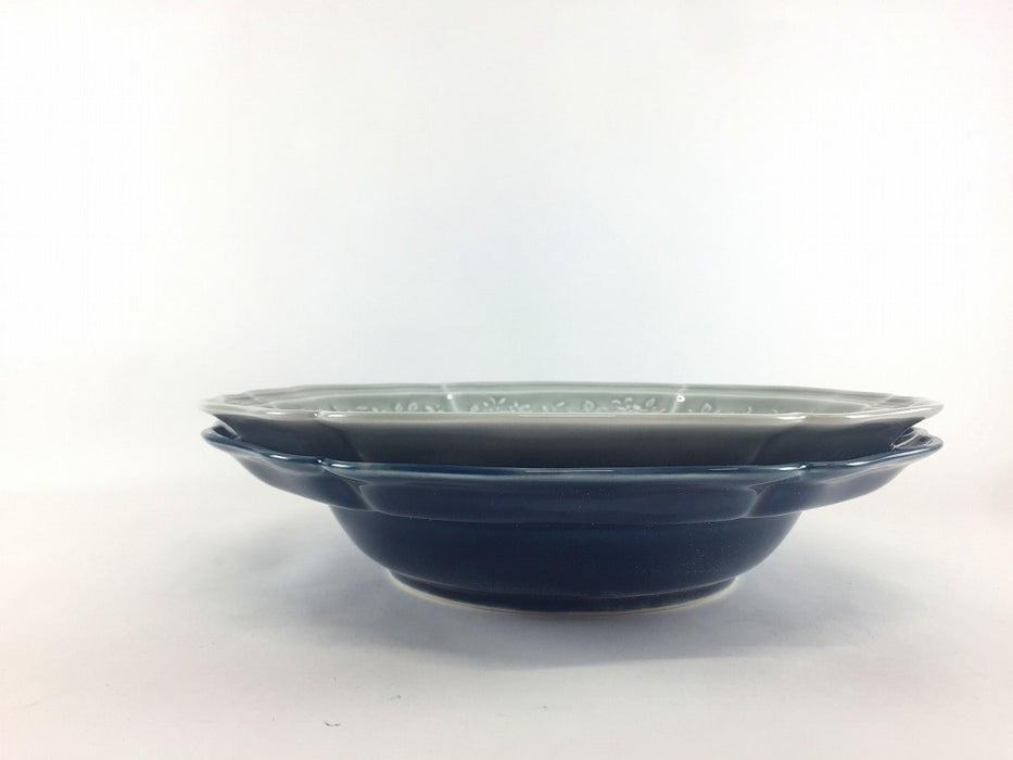 ombre de fleur　ブーケボウルL　(ロイヤルグレー/アズール)　23.5cm　波佐見焼 (j.R)