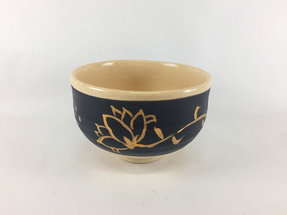 錦黒巻花絵　抹茶碗(450 cc)　12cm　伊万里焼(j.R)