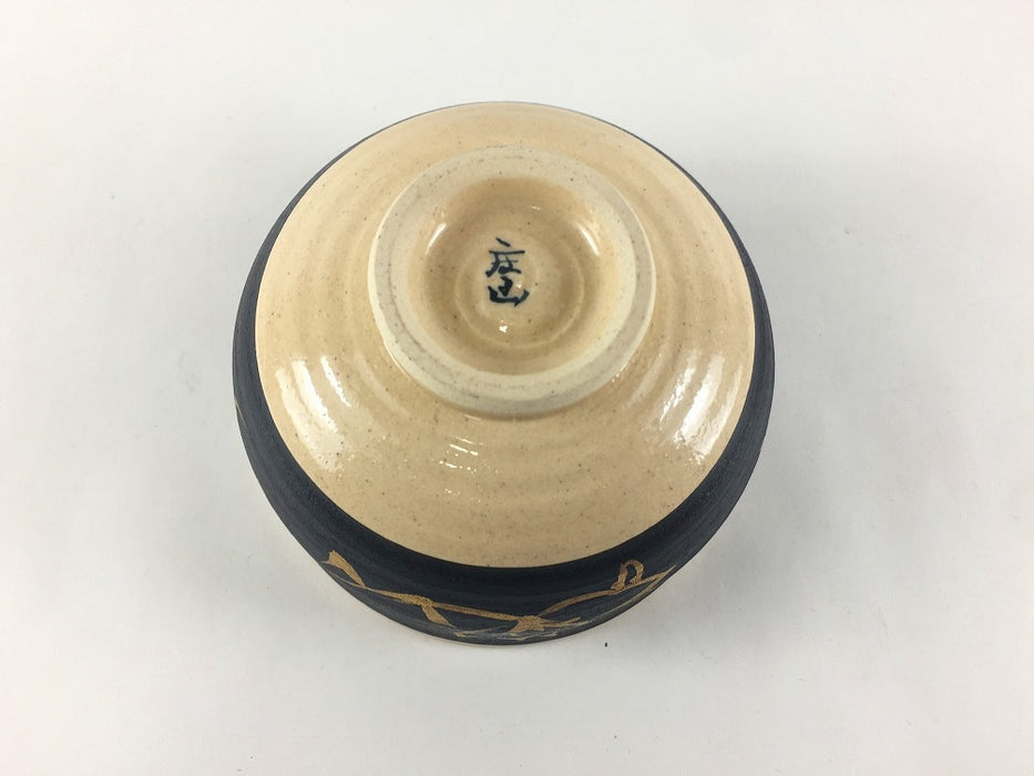 錦黒巻花絵　抹茶碗(450 cc)　12cm　伊万里焼(j.R)