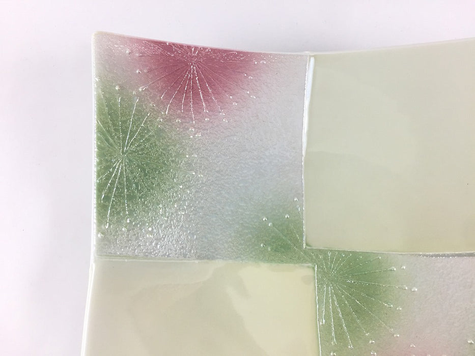 【SALE】光彩二色花絵四方上折合角皿　18cm　有田焼【訳あり】