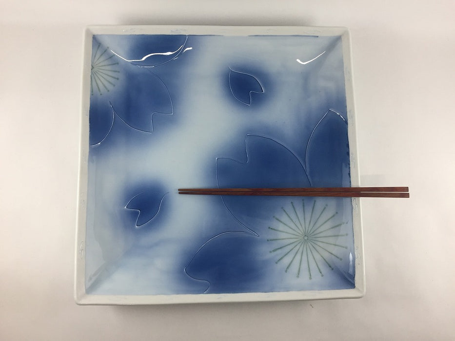 【SALE】29cm角大皿.青吹桜　波佐見焼【訳あり】