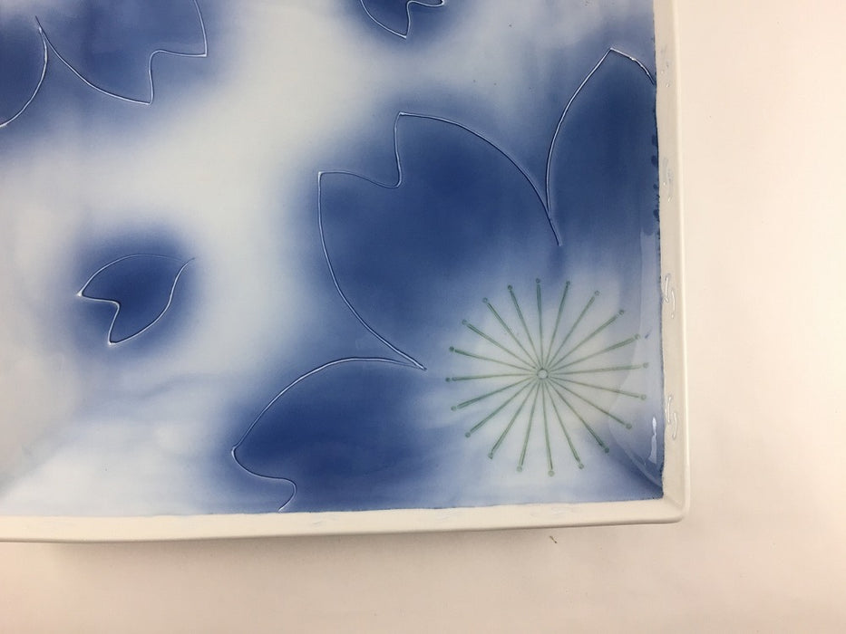 【SALE】29cm角大皿.青吹桜　波佐見焼【訳あり】