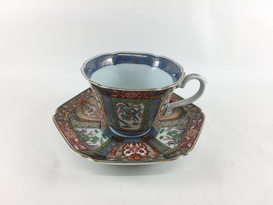 【SALE】錦色絵山水碗皿　渕呉須(200cc)　有田焼【訳あり】