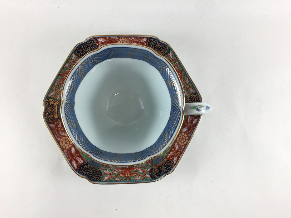 【SALE】錦色絵山水碗皿　渕呉須(200cc)　有田焼【訳あり】