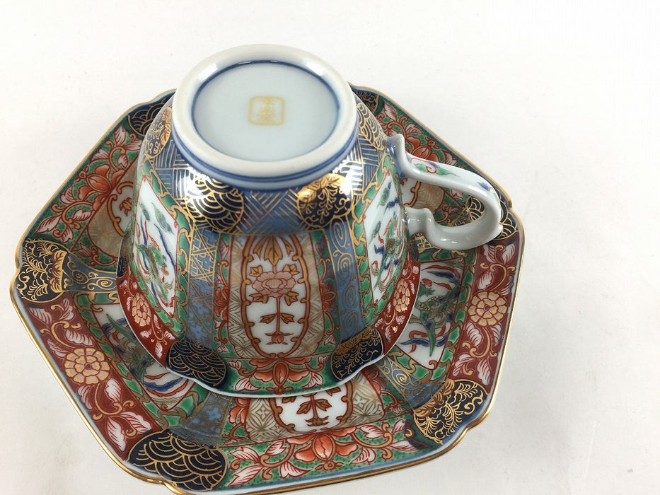 【SALE】錦色絵山水碗皿　渕呉須(200cc)　有田焼【訳あり】