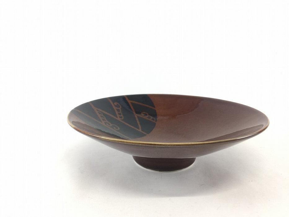 【SALE】アメ色波文.　16cm平鉢　有田焼【訳あり】