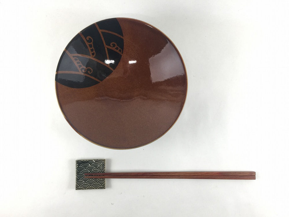 【SALE】アメ色波文.　16cm平鉢　有田焼【訳あり】