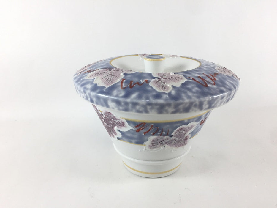 【SALE】12cm駒蓋物.紫銀ツタ　有田焼【訳あり】