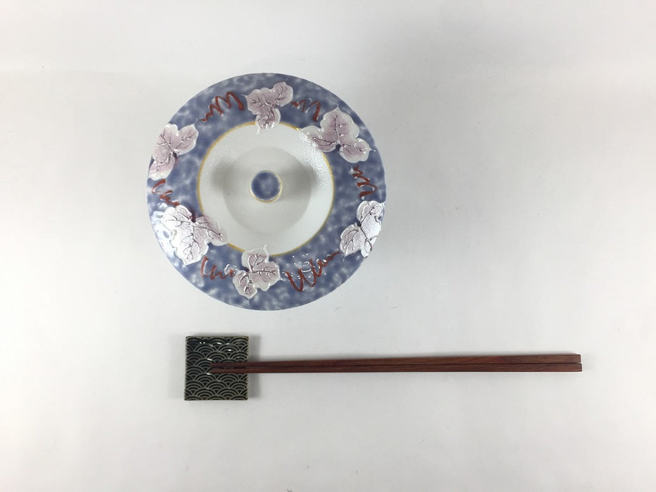 【SALE】12cm駒蓋物.紫銀ツタ　有田焼【訳あり】