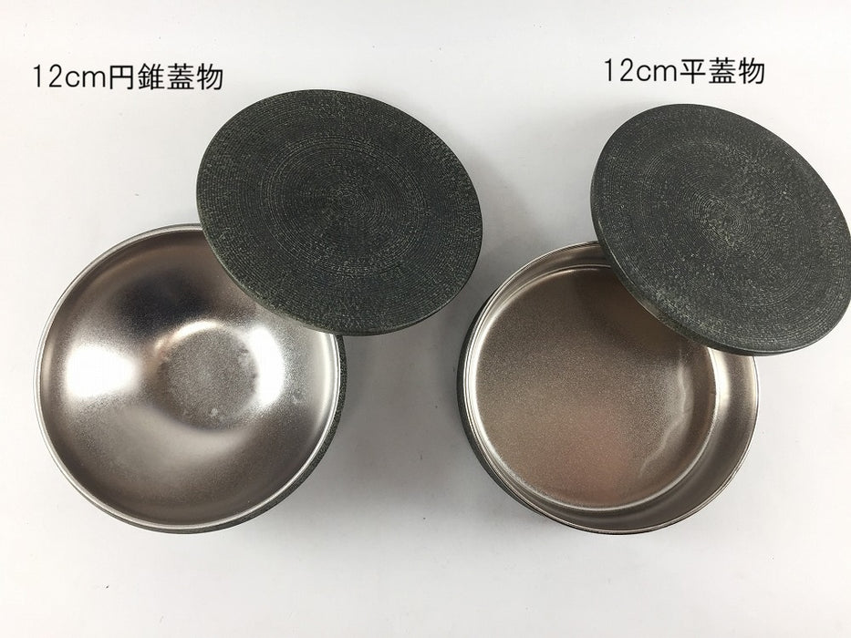 千筋梨地炭彩　内白金　12cm蓋物(円錐/平)　有田焼　(j.R)