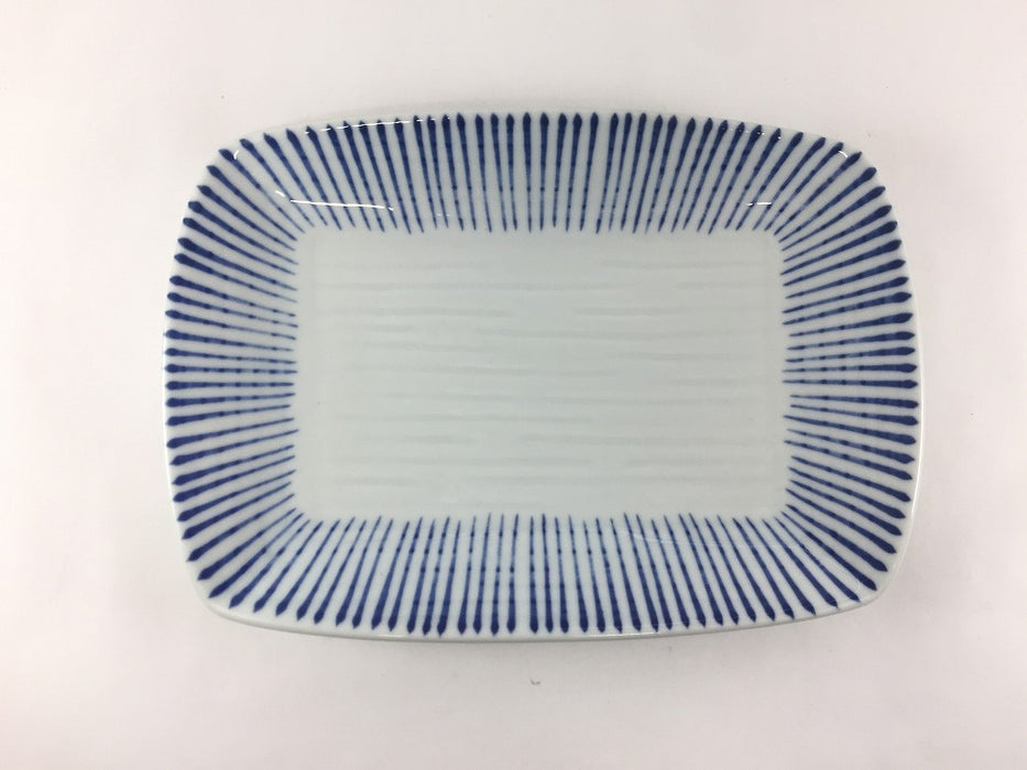 【SALE】太鼓長皿　(藍トクサ)　22cm　波佐見焼【訳あり】