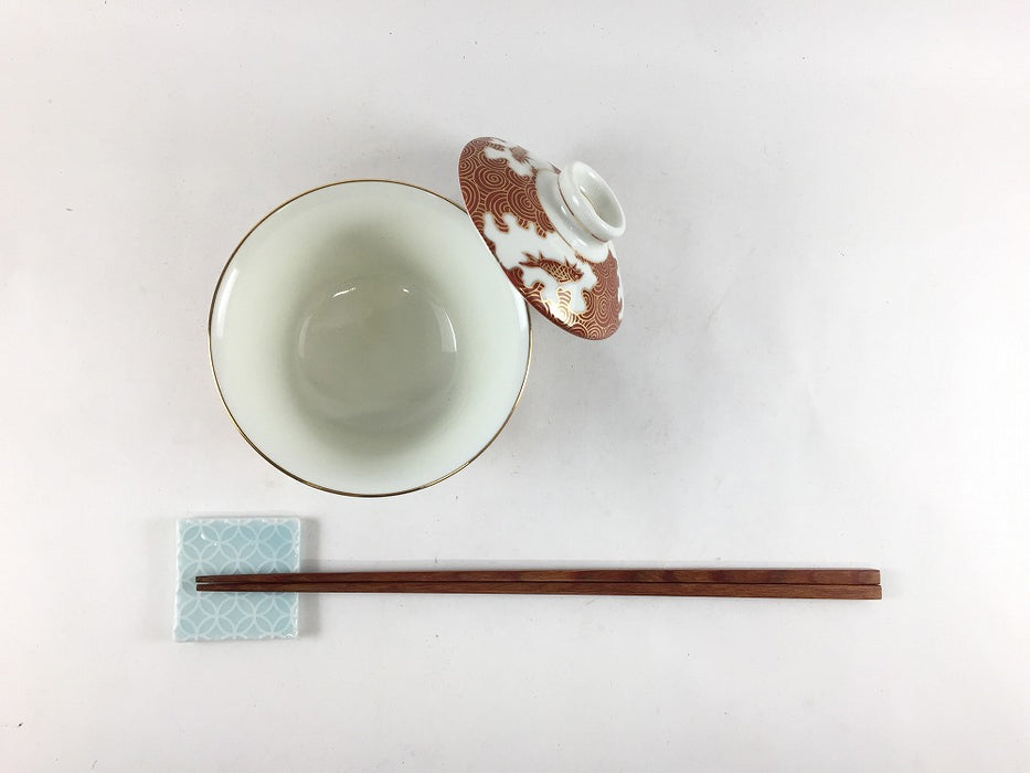 錦朱巻金彩魚紋ユリ蓋物(小)　9cm　有田焼　(j.R)