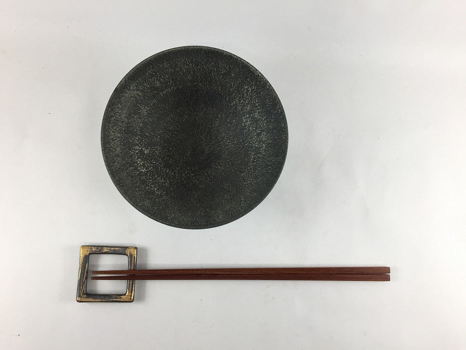 内外梨地炭彩　丸高台飯碗(大)　12cm　有田焼李荘窯　(j.R)