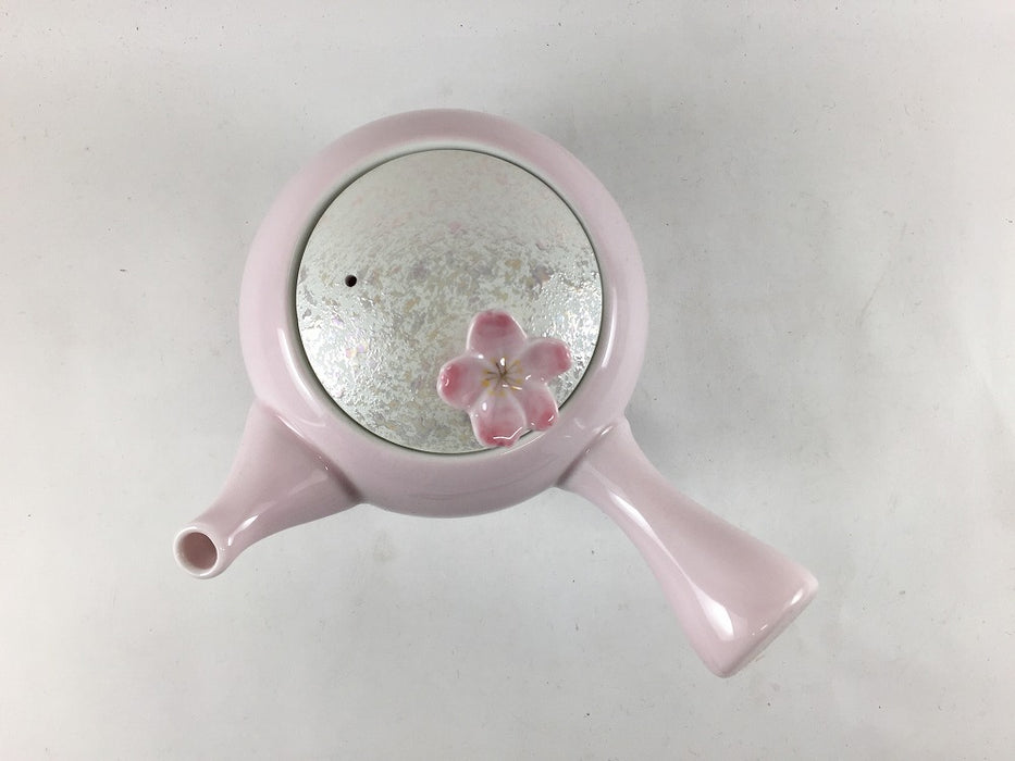 350cc桜ツマミ丸急須　薄虹彩桜　7.5cm　有田焼