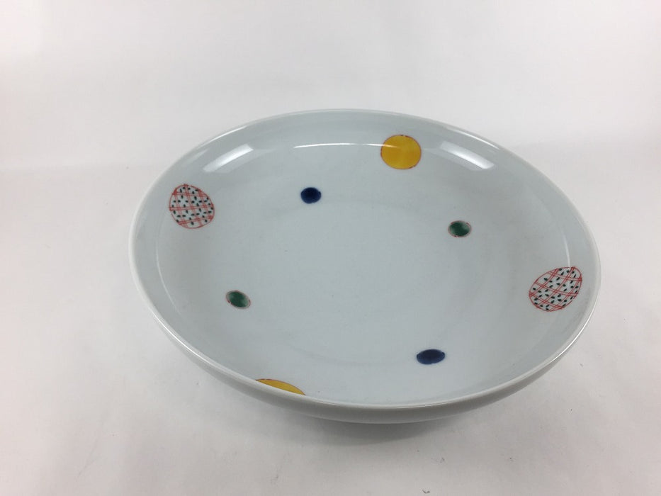 【SALE】245アール皿(色丸紋)　25cm　波佐見焼【訳あり】