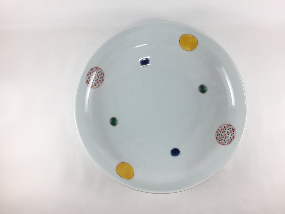 【SALE】245アール皿(色丸紋)　25cm　波佐見焼【訳あり】