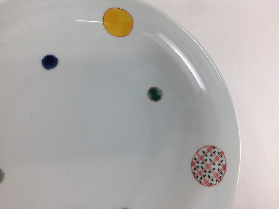 【SALE】245アール皿(色丸紋)　25cm　波佐見焼【訳あり】