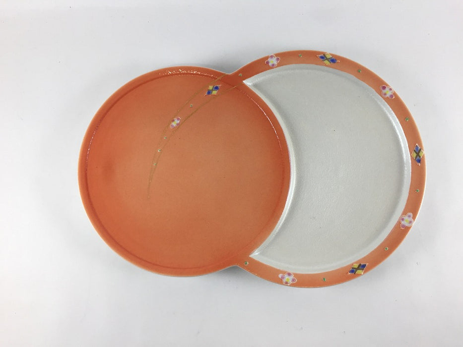 【SALE】絆プレート(オレンジ菱花)　26cm　有田焼【訳あり】