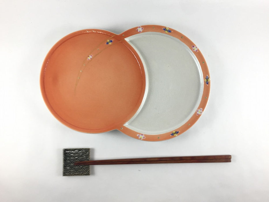 【SALE】絆プレート(オレンジ菱花)　26cm　有田焼【訳あり】