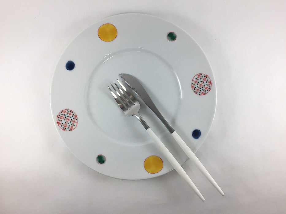 【SALE】245プレート(色丸紋)　25cm　波佐見焼【訳あり】