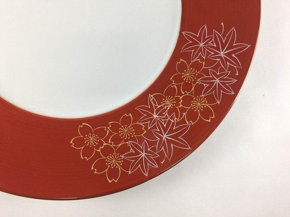 【SALE】245プレート(赤.金銀春秋)　25cm　波佐見焼【訳あり】