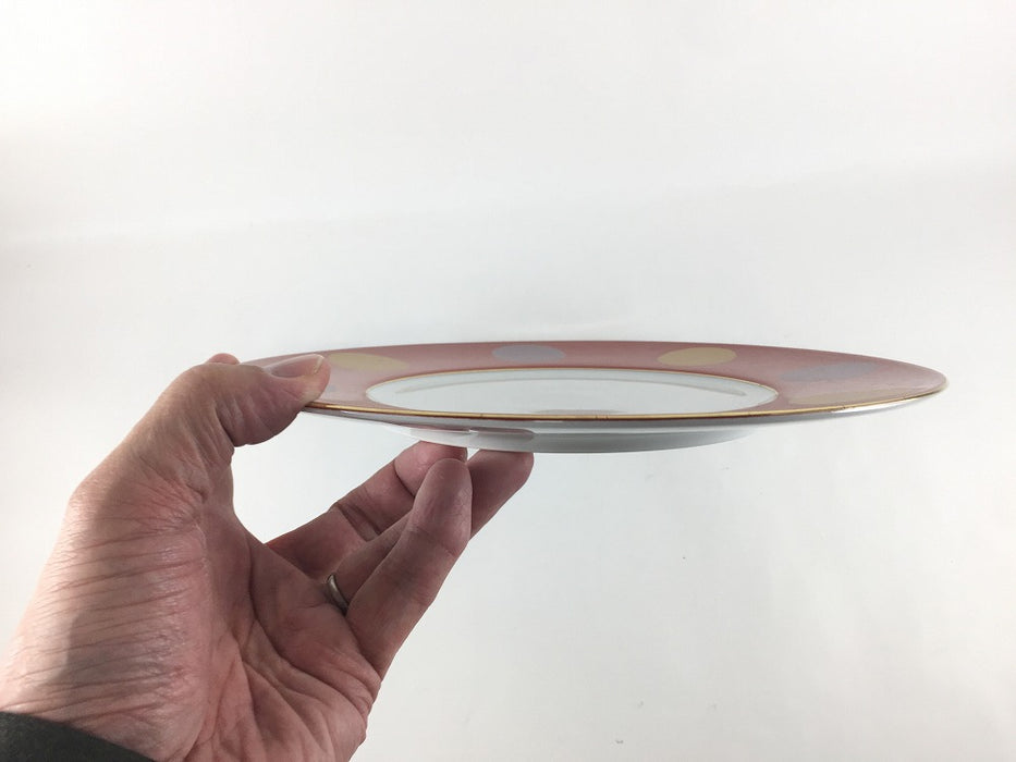 【SALE】245プレート(赤.日月文)　25cm　波佐見焼【訳あり】