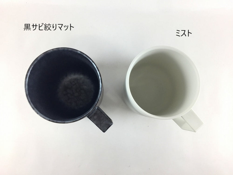 80カットマグ　(ミスト/黒サビ絞りマット)　400cc　有田焼(j.R)