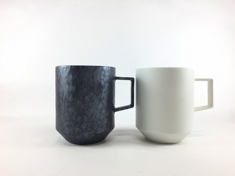 80カットマグ　(ミスト/黒サビ絞りマット)　400cc　有田焼(j.R)