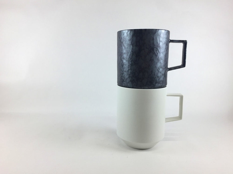 80カットマグ　(ミスト/黒サビ絞りマット)　400cc　有田焼(j.R)