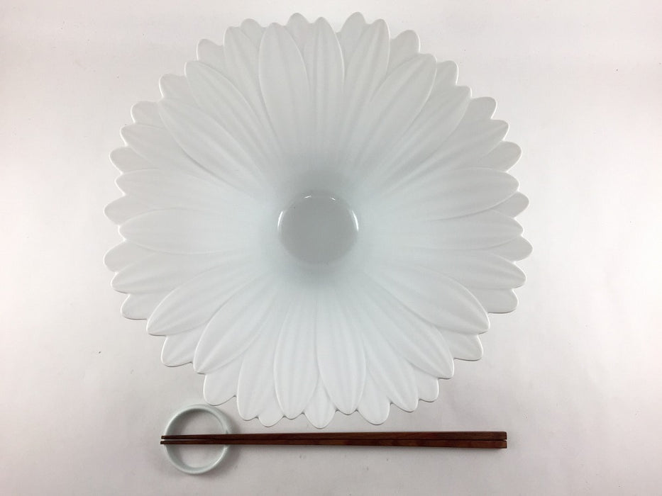【SALE】白磁ブラスト　ガーベラ反鉢　26cm　有田焼【訳あり】
