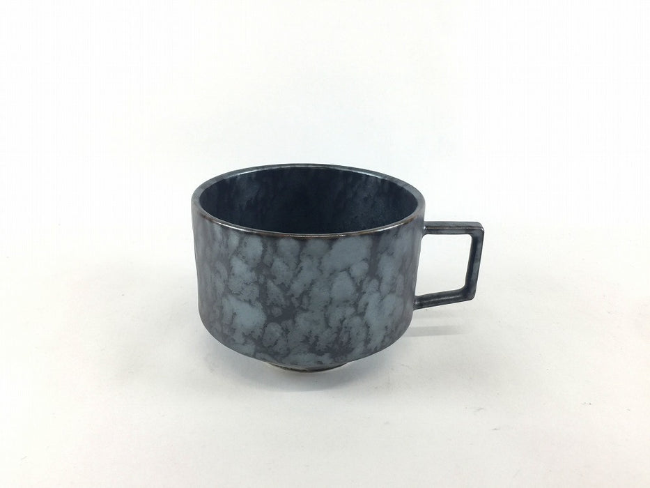 8.0cmコーヒーカップ＆ソーサー　黒サビ絞りマット　210cc　有田焼(j.R)