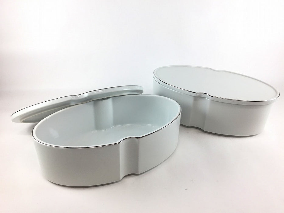 【SALE】太白銀彩渕プラチナ　わっぱ型蓋物　三川内焼【訳あり】