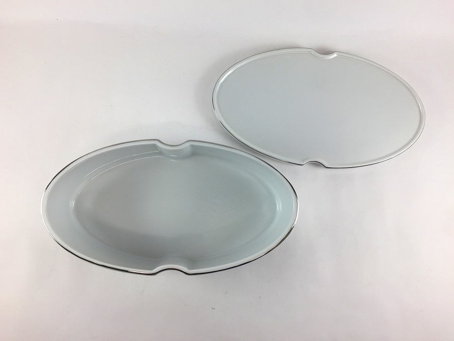 【SALE】太白銀彩渕プラチナ　わっぱ型蓋物　三川内焼【訳あり】