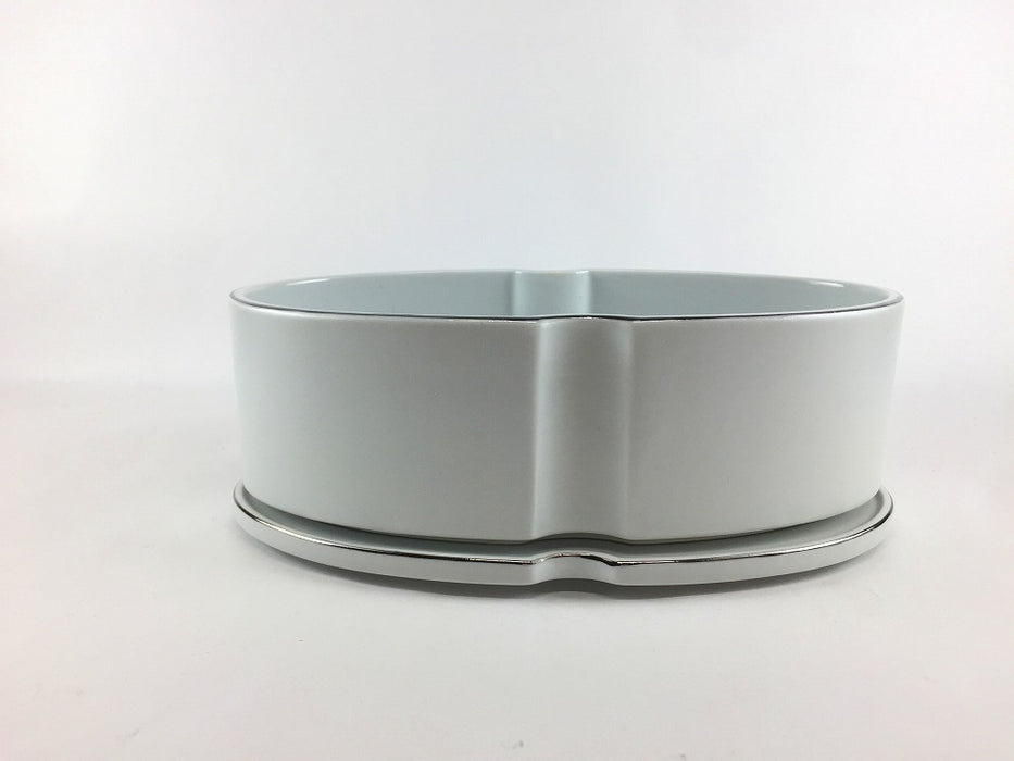 【SALE】太白銀彩渕プラチナ　わっぱ型蓋物　三川内焼【訳あり】