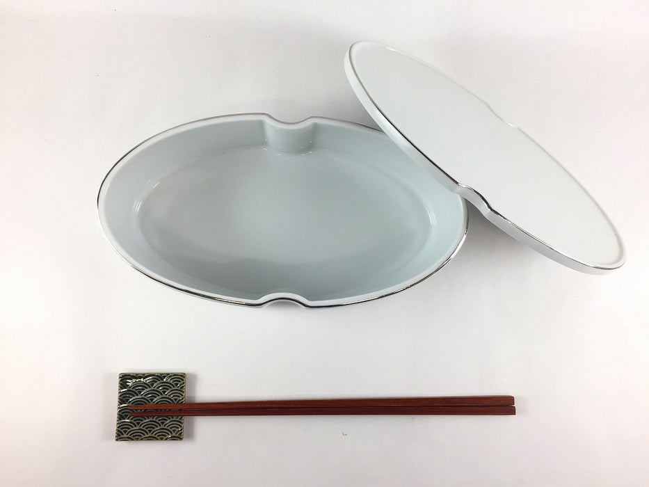 【SALE】太白銀彩渕プラチナ　わっぱ型蓋物　三川内焼【訳あり】